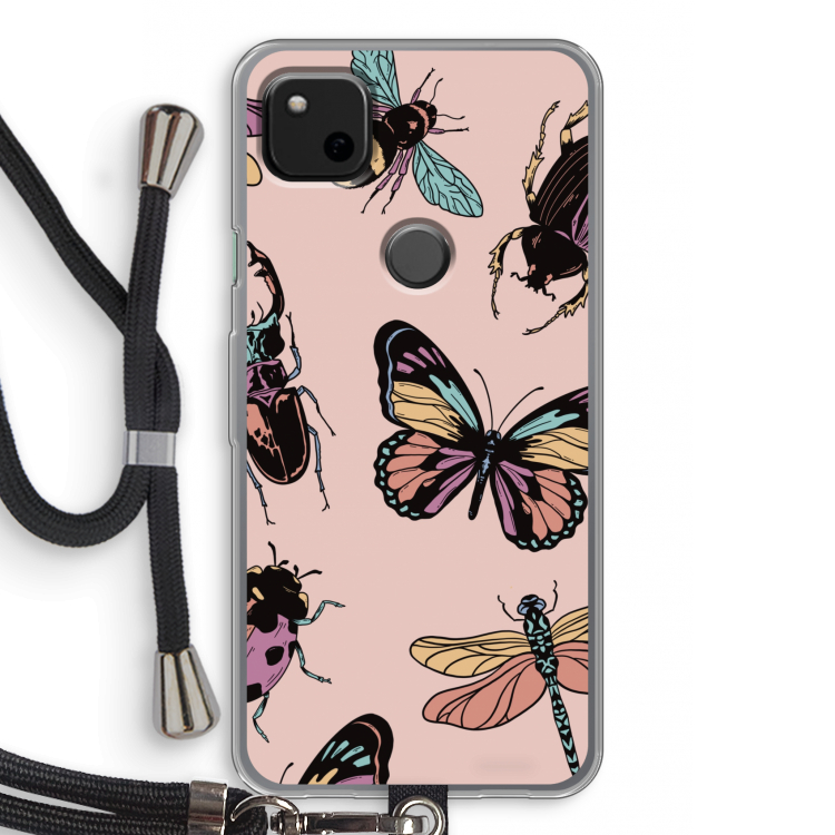 Tiny Bugs: Pixel 4a Transparant Hoesje met koord