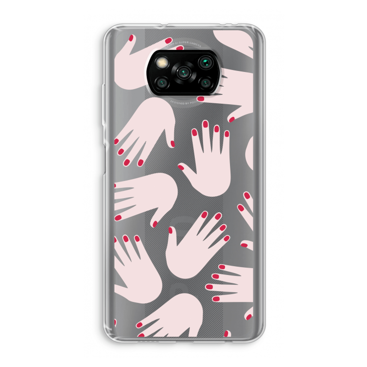 Hands pink: Xiaomi Poco X3 NFC Transparant Hoesje
