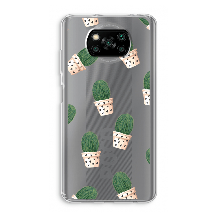 Cactusprint roze: Xiaomi Poco X3 NFC Transparant Hoesje