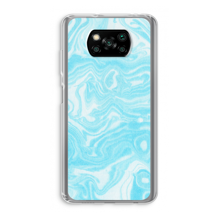 Waterverf blauw: Xiaomi Poco X3 NFC Transparant Hoesje