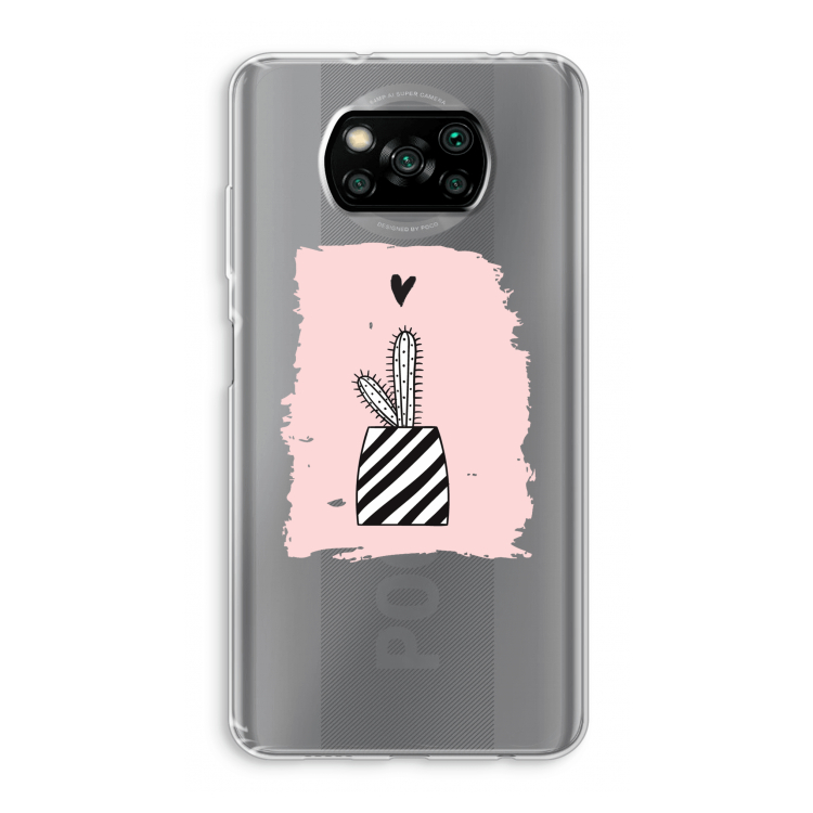 Zwart-wit cactus: Xiaomi Poco X3 NFC Transparant Hoesje