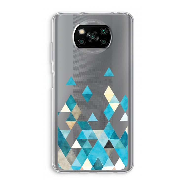 Gekleurde driehoekjes blauw: Xiaomi Poco X3 NFC Transparant Hoesje