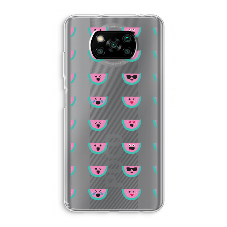 Smiley watermeloenprint: Xiaomi Poco X3 NFC Transparant Hoesje