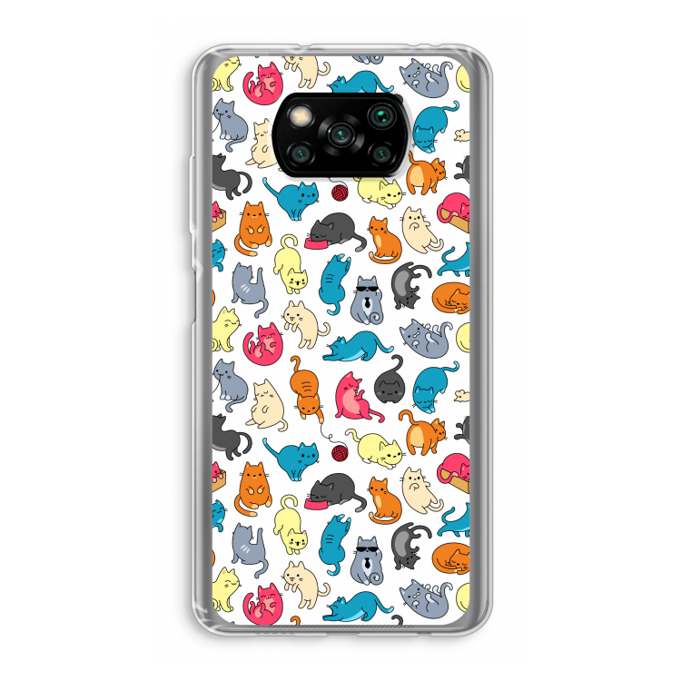 Kleurrijke katten: Xiaomi Poco X3 NFC Transparant Hoesje