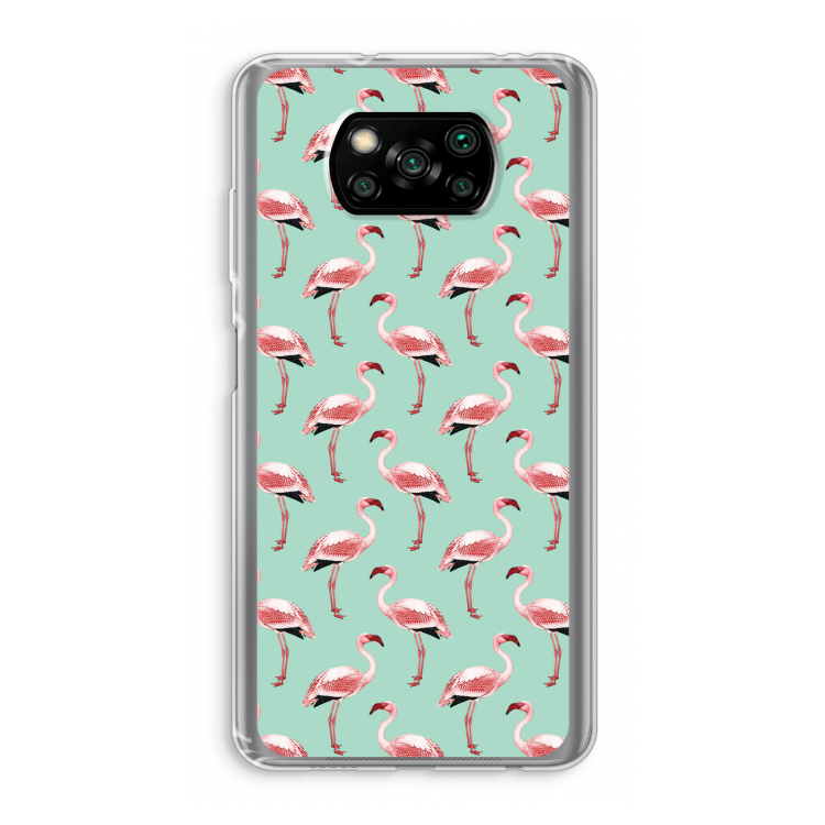 Flamingoprint groen: Xiaomi Poco X3 NFC Transparant Hoesje