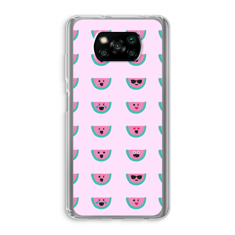 Smiley watermeloenprint: Xiaomi Poco X3 NFC Transparant Hoesje