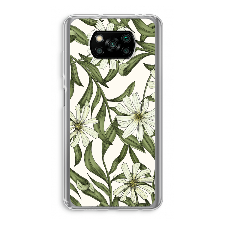 Wit bloemenpatroon: Xiaomi Poco X3 NFC Transparant Hoesje