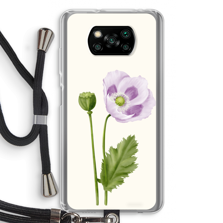 Purple poppy: Xiaomi Poco X3 NFC Transparant Hoesje met koord