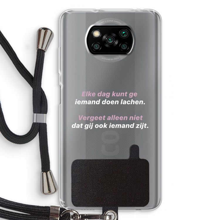 gij zijt ook iemand: Xiaomi Poco X3 NFC Transparant Hoesje met koord