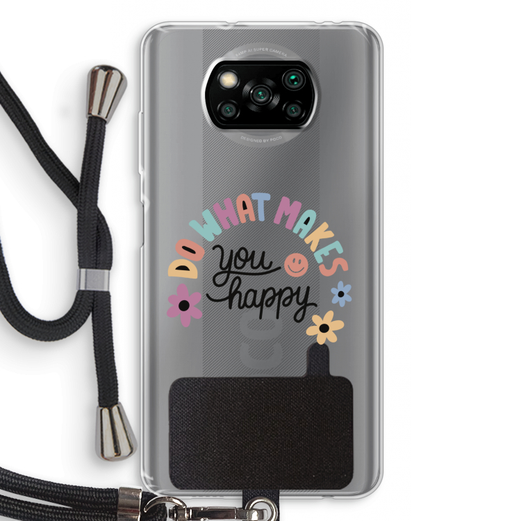 Happy days: Xiaomi Poco X3 NFC Transparant Hoesje met koord