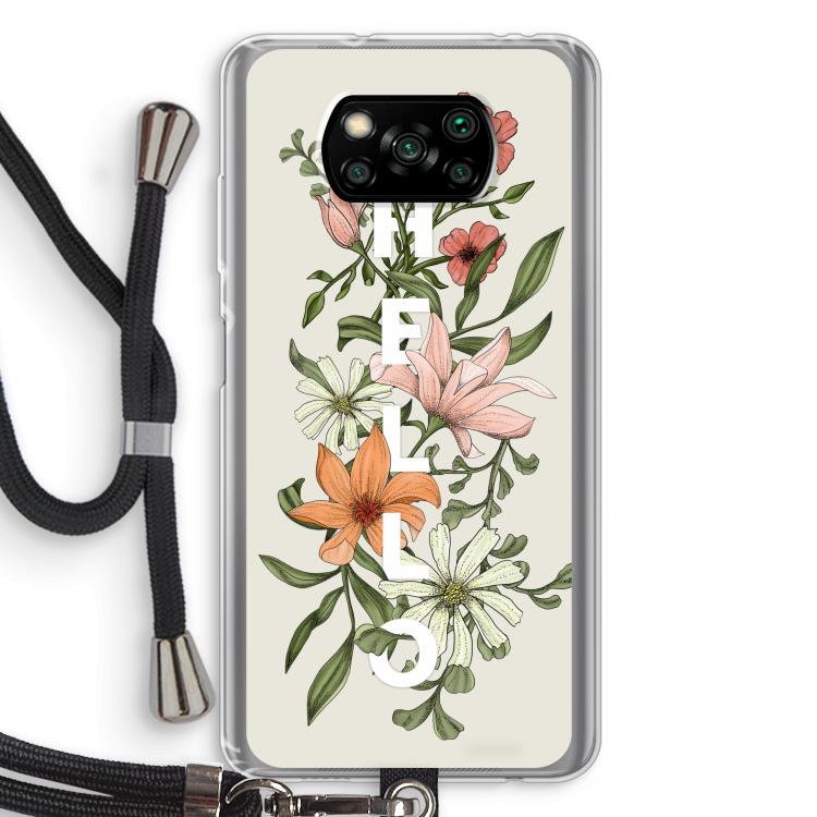 Hello bloemen: Xiaomi Poco X3 NFC Transparant Hoesje met koord