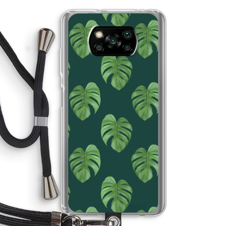 Monstera leaves: Xiaomi Poco X3 NFC Transparant Hoesje met koord