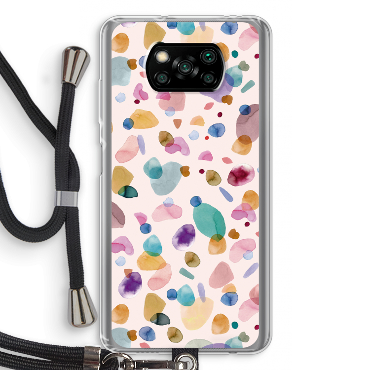 Terrazzo Memphis Pink: Xiaomi Poco X3 NFC Transparant Hoesje met koord