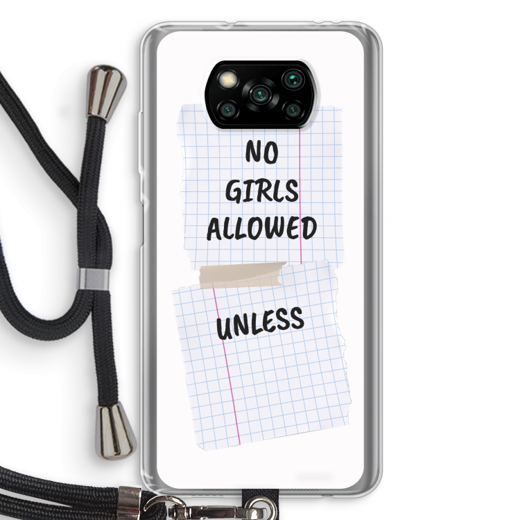 No Girls Allowed Unless: Xiaomi Poco X3 NFC Transparant Hoesje met koord