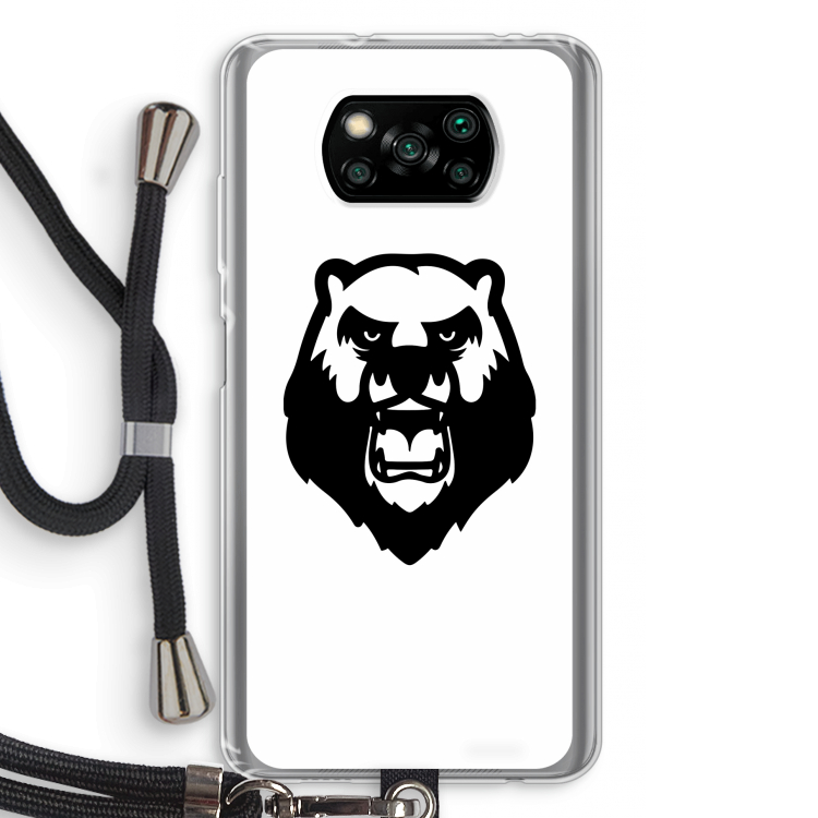 Angry Bear (white): Xiaomi Poco X3 NFC Transparant Hoesje met koord