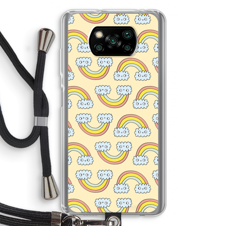 Regenboog: Xiaomi Poco X3 NFC Transparant Hoesje met koord