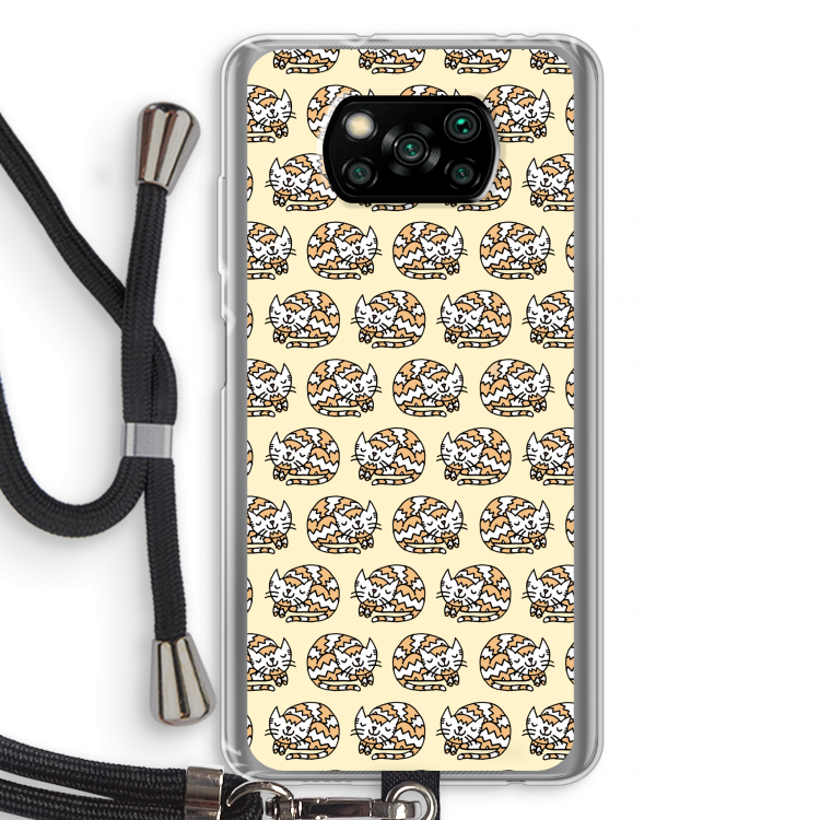 Slapende poes: Xiaomi Poco X3 NFC Transparant Hoesje met koord