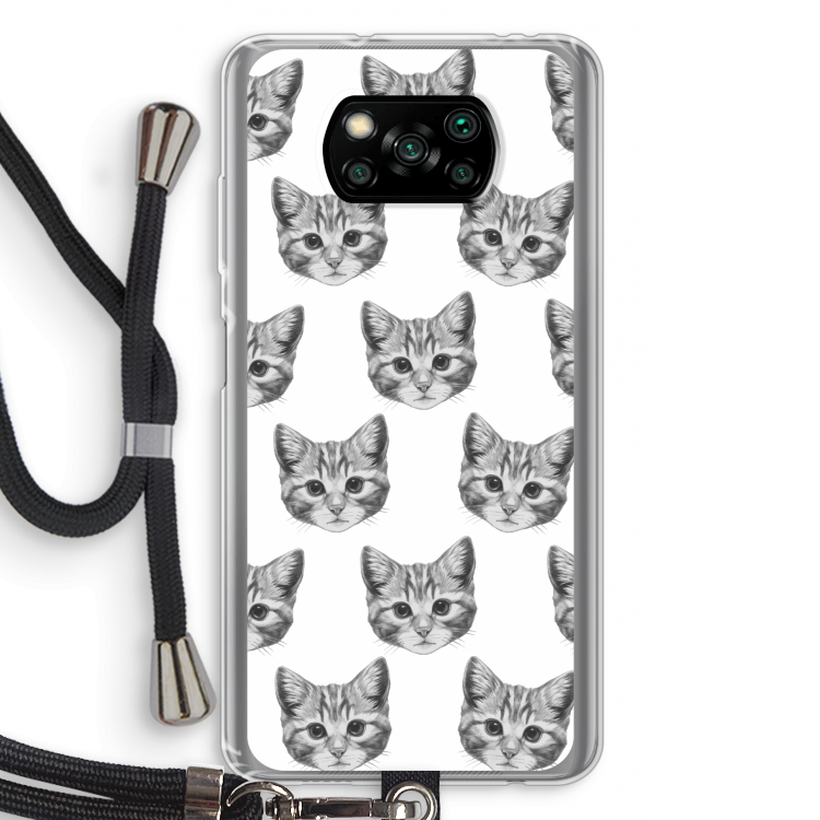 Kitten: Xiaomi Poco X3 NFC Transparant Hoesje met koord