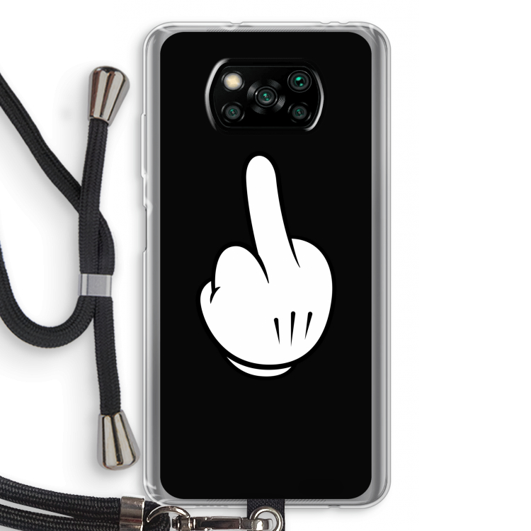 Middle finger black: Xiaomi Poco X3 NFC Transparant Hoesje met koord