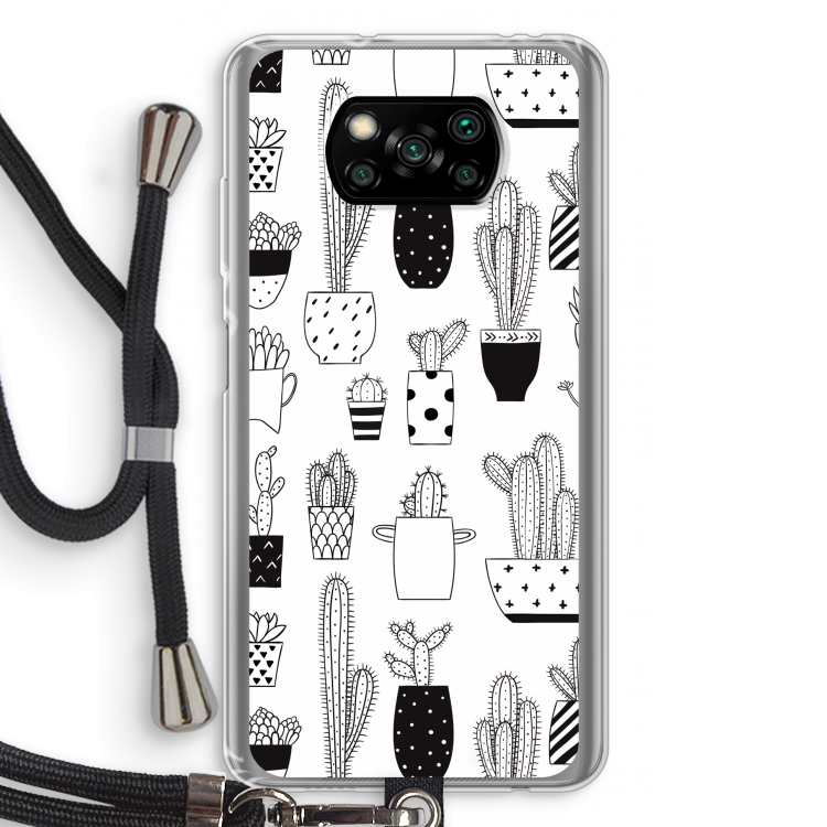 Cactusmotief: Xiaomi Poco X3 NFC Transparant Hoesje met koord