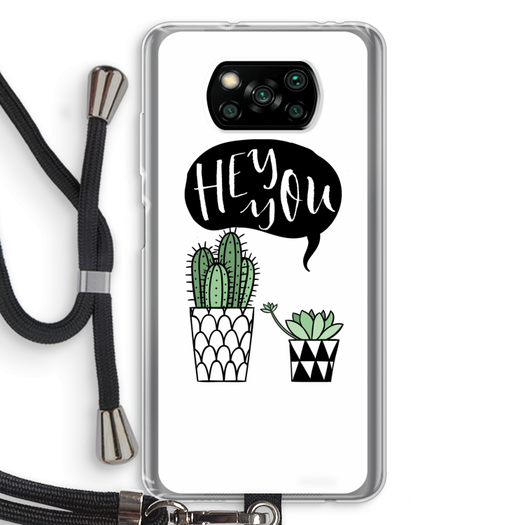 Hey you cactus: Xiaomi Poco X3 NFC Transparant Hoesje met koord