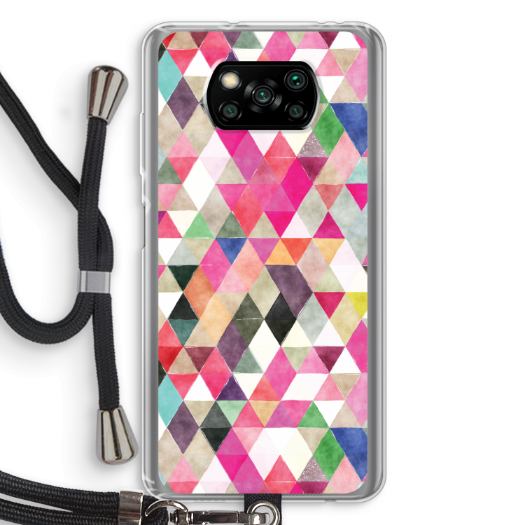 Gekleurde driehoekjes: Xiaomi Poco X3 NFC Transparant Hoesje met koord