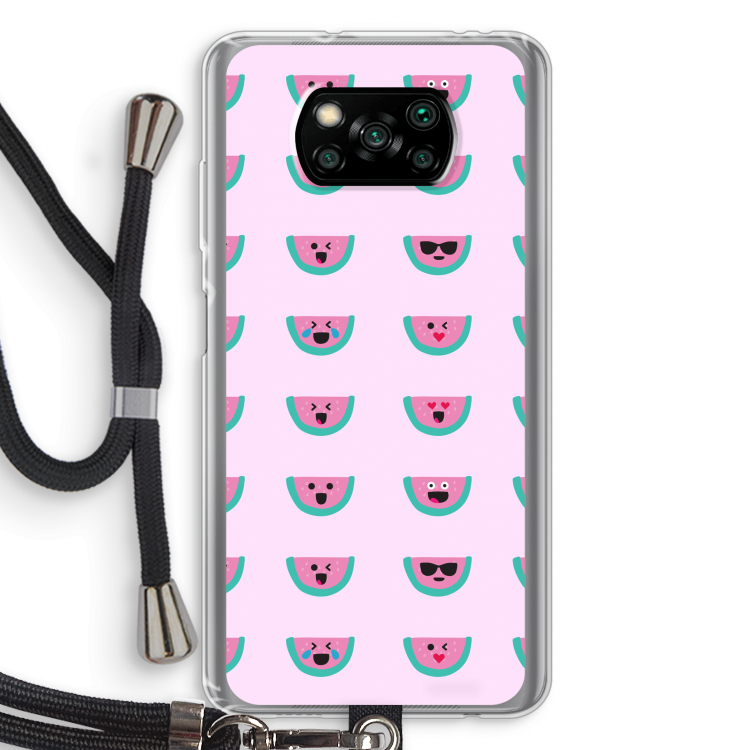 Smiley watermeloenprint: Xiaomi Poco X3 NFC Transparant Hoesje met koord