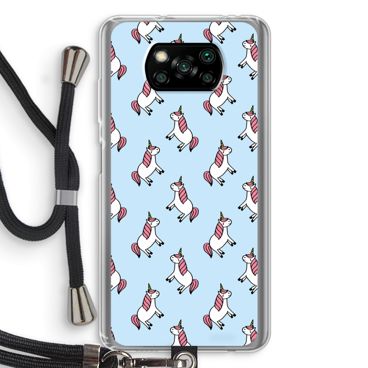 Eenhoorns overal: Xiaomi Poco X3 NFC Transparant Hoesje met koord