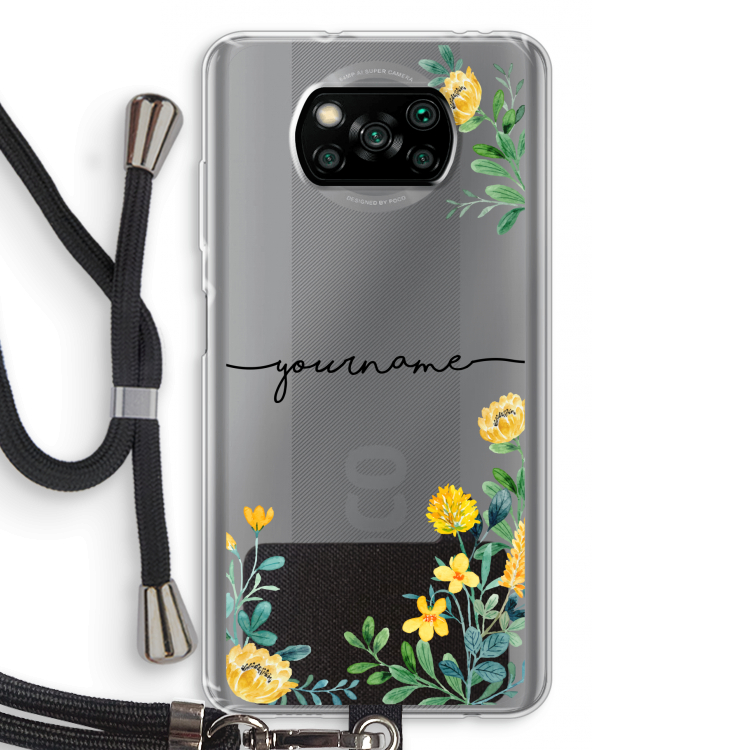Gele bloemen: Xiaomi Poco X3 NFC Transparant Hoesje met koord