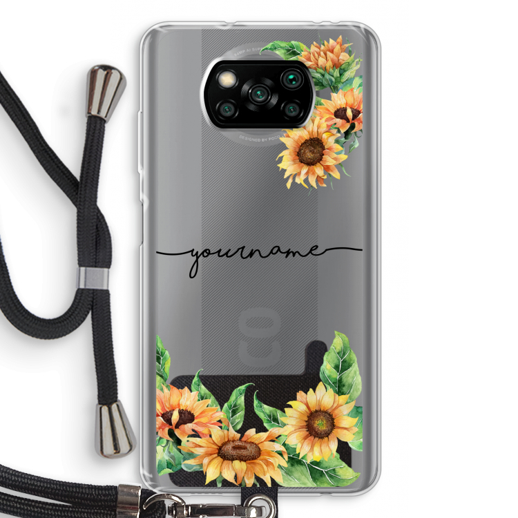 Zonnebloemen: Xiaomi Poco X3 NFC Transparant Hoesje met koord