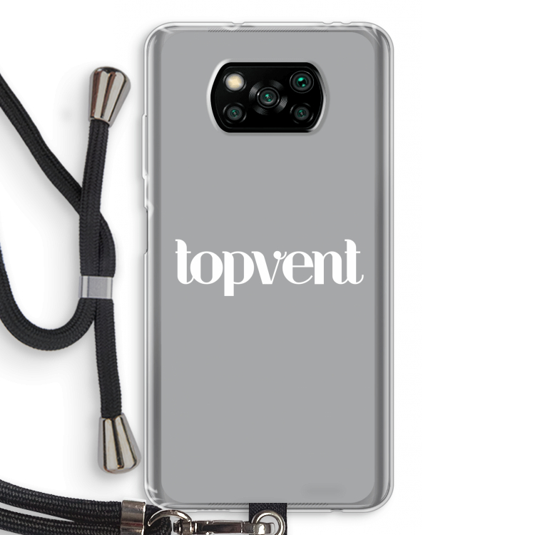 Topvent Grijs Wit: Xiaomi Poco X3 NFC Transparant Hoesje met koord