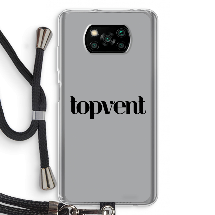 Topvent Grijs Zwart: Xiaomi Poco X3 NFC Transparant Hoesje met koord