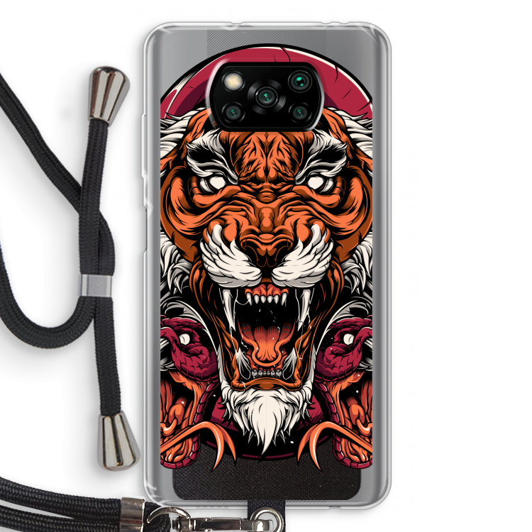 Tiger and Rattlesnakes: Xiaomi Poco X3 NFC Transparant Hoesje met koord