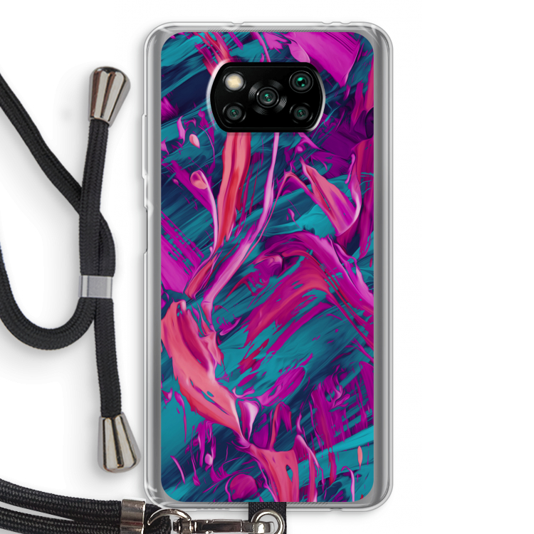 Pink Clouds: Xiaomi Poco X3 NFC Transparant Hoesje met koord