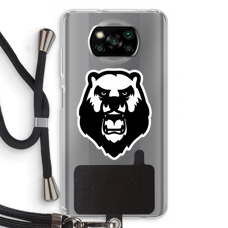 Angry Bear (white): Xiaomi Poco X3 NFC Transparant Hoesje met koord