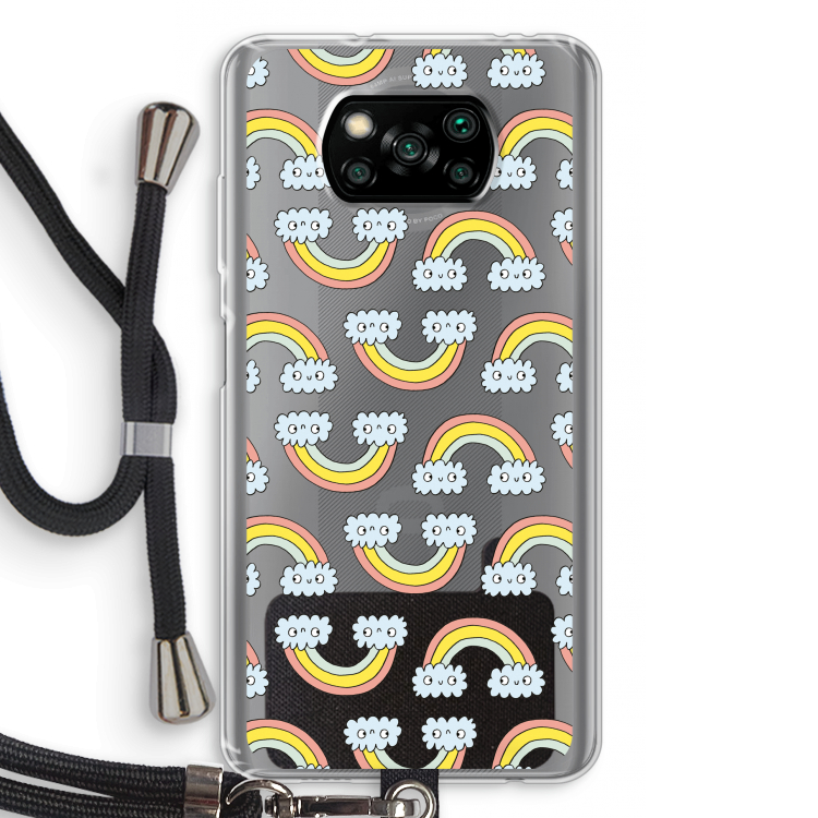 Regenboog: Xiaomi Poco X3 NFC Transparant Hoesje met koord