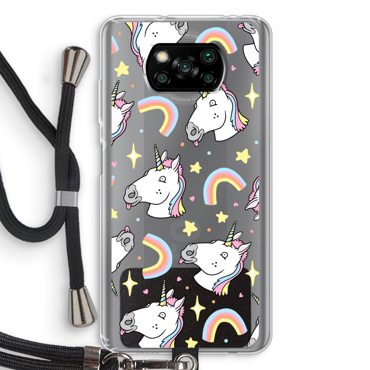 Rainbow Unicorn: Xiaomi Poco X3 NFC Transparant Hoesje met koord