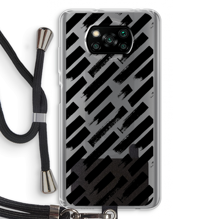 Zwarte vegen: Xiaomi Poco X3 NFC Transparant Hoesje met koord