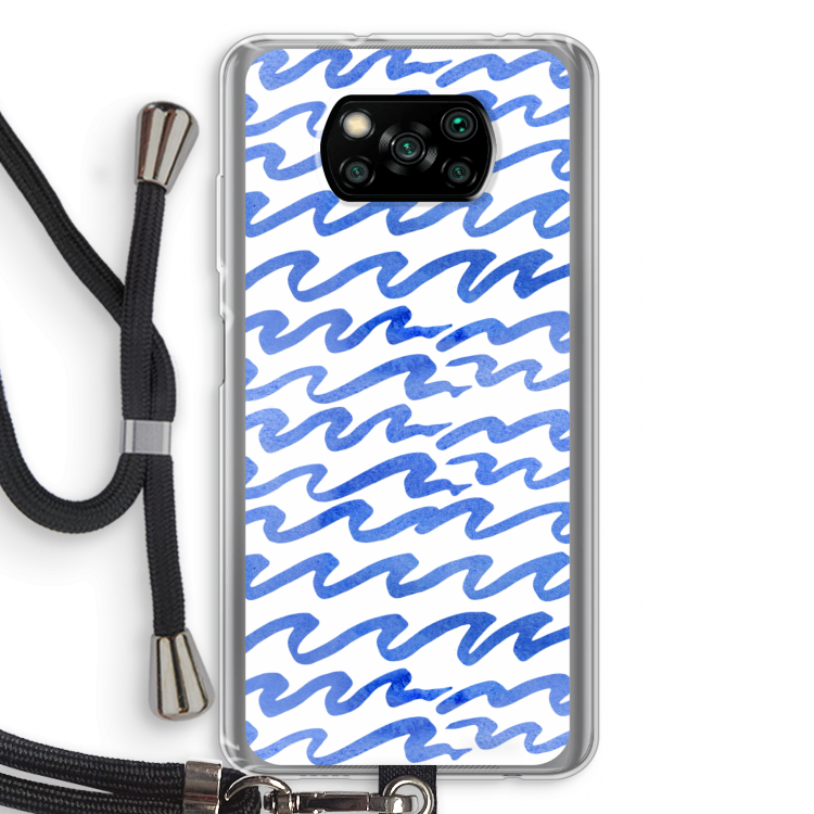 Blauwe golven: Xiaomi Poco X3 NFC Transparant Hoesje met koord
