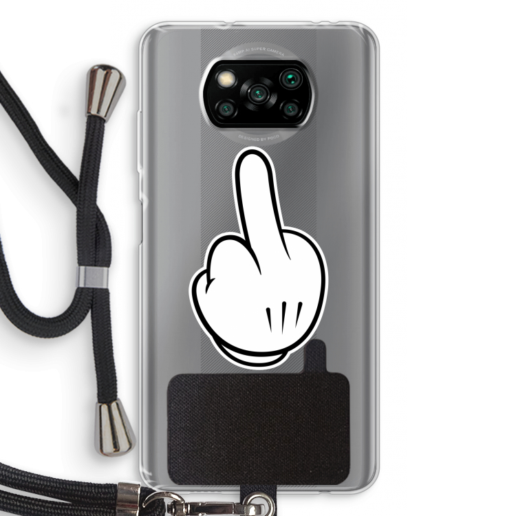 Middle finger white: Xiaomi Poco X3 NFC Transparant Hoesje met koord