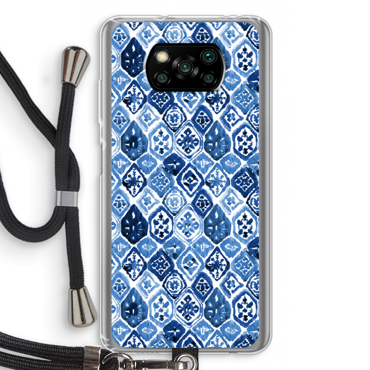 Blauw motief: Xiaomi Poco X3 NFC Transparant Hoesje met koord