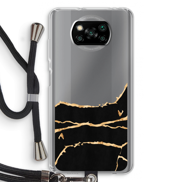 Gouden marmer: Xiaomi Poco X3 NFC Transparant Hoesje met koord