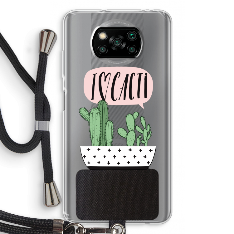 I love cacti: Xiaomi Poco X3 NFC Transparant Hoesje met koord