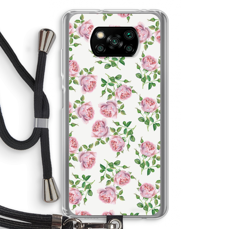 Kleine roosjes: Xiaomi Poco X3 NFC Transparant Hoesje met koord