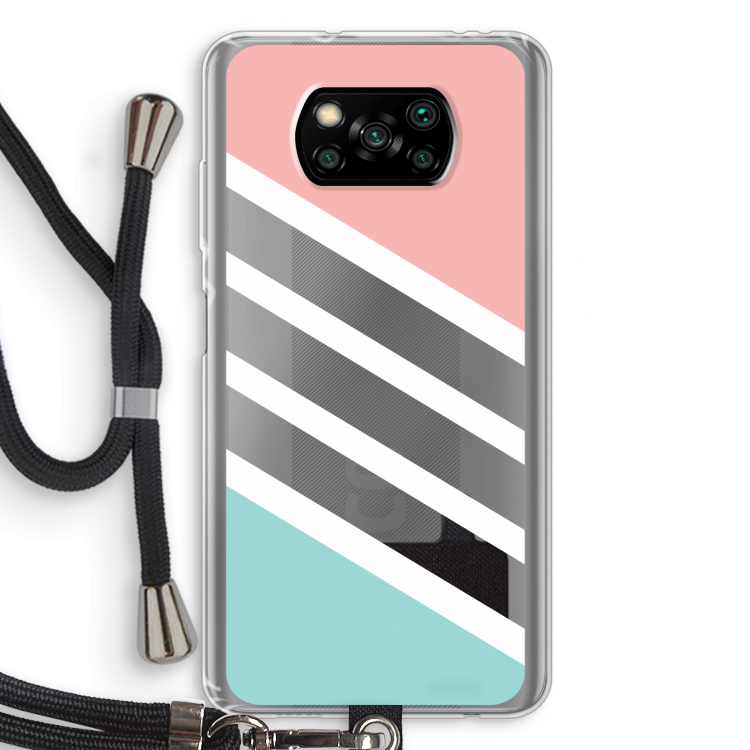 Strepen pastel: Xiaomi Poco X3 NFC Transparant Hoesje met koord