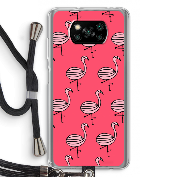 Flamingo: Xiaomi Poco X3 NFC Transparant Hoesje met koord