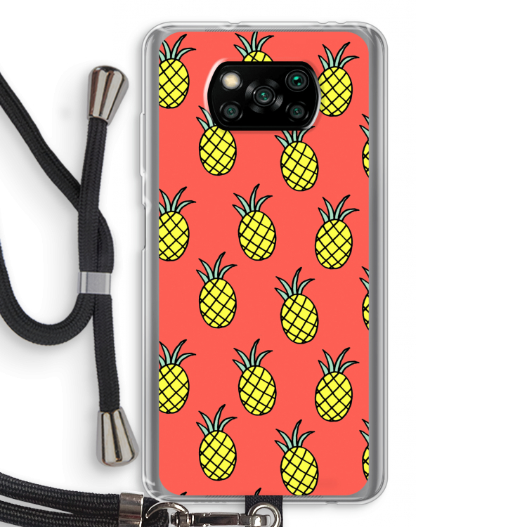 Ananas: Xiaomi Poco X3 NFC Transparant Hoesje met koord