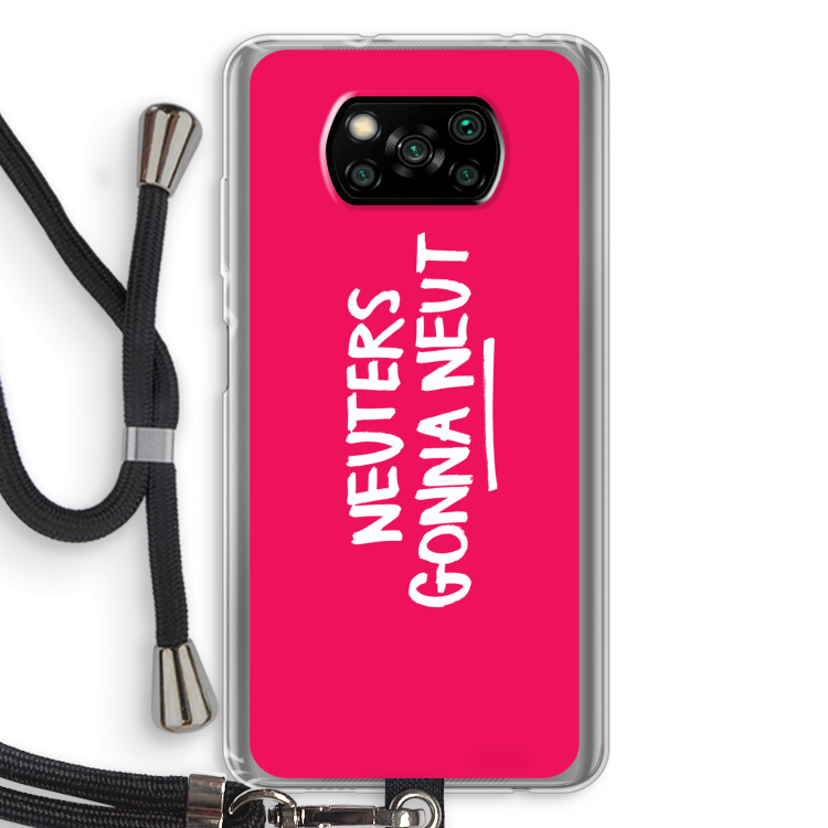 Neuters (roze): Xiaomi Poco X3 NFC Transparant Hoesje met koord