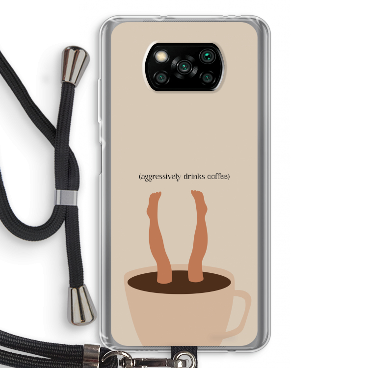 Aggressively drinks coffee: Xiaomi Poco X3 NFC Transparant Hoesje met koord