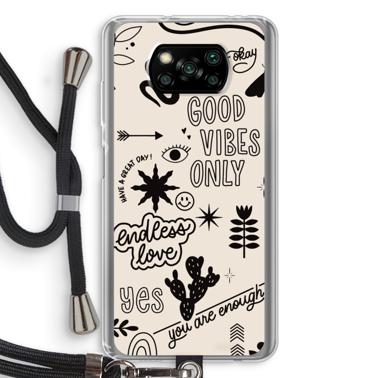 Good vibes: Xiaomi Poco X3 NFC Transparant Hoesje met koord
